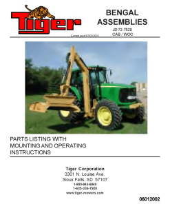 Tiger John Deere JD 72-7520 BENGAL Mower Operation and Parts Manual PDF Download