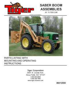 Tiger John Deere JD 72-7520 CAB SABER Boom Mower Operation and Parts Manual PDF Download