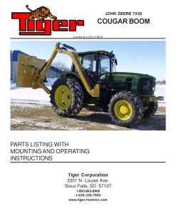 Tiger John Deere JD 7X30 COUGAR Boom Mower Operation and Parts Manual PDF Download