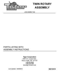 Tiger John Deere JD 7X30 TWIN Rotary Mower Operation and Parts Manual PDF Download