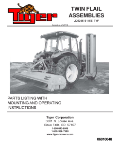 Tiger John Deere JD5085-5115E T4F TWIN FLAIL 06010048 Mower Operation and Parts Manual PDF Download