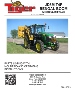 Tiger John Deere JD5M BENGAL w MODULAR FRAME Mower Operation and Parts Manual PDF Download