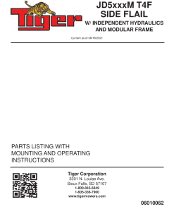 Tiger John Deere JD5xxxM T4F SIDE FLAIL w IH and MODULAR FRAME Mower Operation and Parts Manual PDF Download