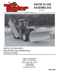 Tiger John Deere JD60X30 Snow Plow Mower Operation and Parts Manual PDF Download