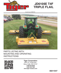 Tiger John Deere JD6105E T4F TRIPLE FLAIL Mower Operation and Parts Manual PDF Download