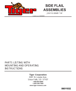 Tiger John Deere JD6110-30M JD6110-30R T4F SIDE FLAIL Mower Operation and Parts Manual PDF Download