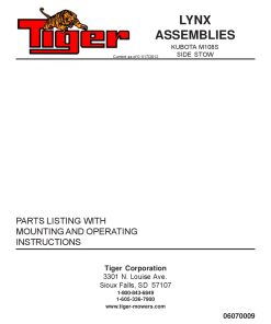 Tiger Kubota M108S Side Stow LYNX Mower Operation and Parts Manual PDF Download