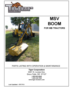 Tiger MB MSV BOOM For MB Tractor Operation and Parts Manual PDF Download