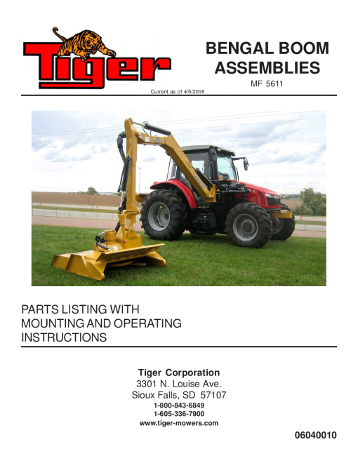 Tiger Massey Ferguson MF 5611 BENGAL Operation and Parts Manual PDF Download