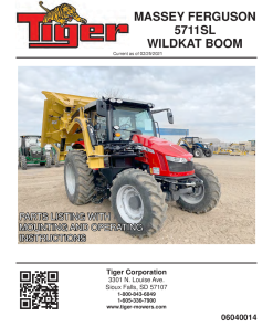 Tiger Massey Ferguson MF 5711SL WILDKAT BOOM Operation and Parts Manual PDF Download