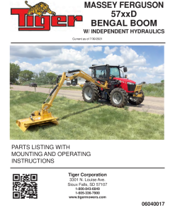 Tiger Massey Ferguson MF 57xxD BENGAL BOOM with Independent Hydraulics Operation and Parts Manual PDF Download