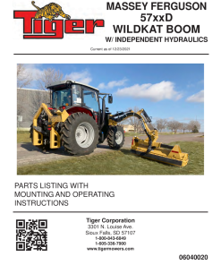 Tiger Massey Ferguson MF 57xxD WILDKAT BOOM with Independent Hydraulics Operation and Parts Manual PDF Download