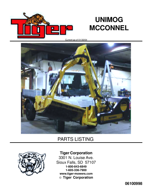 Tiger McCONNEL Unimog Turf Tools Parts Manual PDF Download