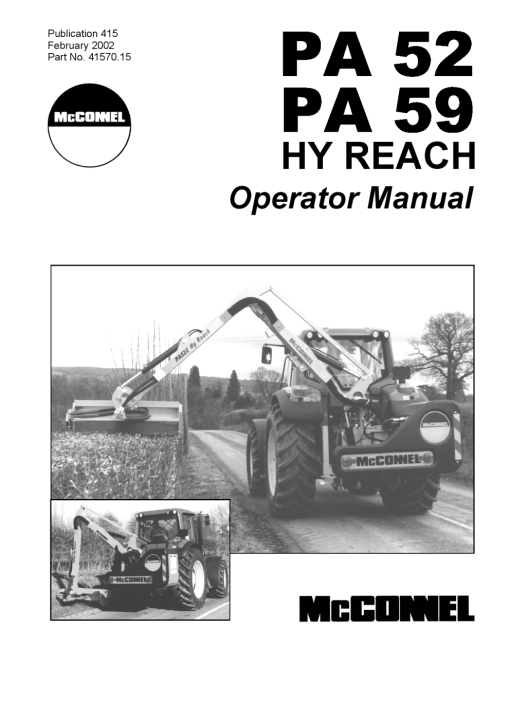 Tiger McConnel PA52 PA59 Hy Reach Operation Manual PDF Download
