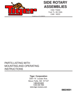 Tiger New Holland CNH TL80-100A Ford TL 80-100A CAB WOC Side Rotary Mower Operation and Parts Manual PDF Download