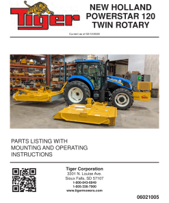 Tiger New Holland NH POWERSTAR 120 TWIN ROTARY Operation and Parts Manual PDF Download