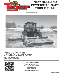 Tiger New Holland NH Powerstar 90-120 TRIPLE FLAIL Operation and Parts Manual PDF Download