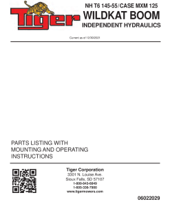 Tiger New Holland NH T6 145 T6 155 Case MXM 125 WILDKAT with Independent Hydraulics Operation and Parts Manual PDF Download
