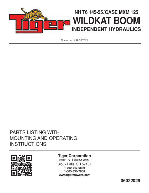 Tiger New Holland NH T6 145 T6 155 Case MXM 125 WILDKAT with Independent Hydraulics Operation and Parts Manual PDF Download