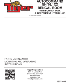 Tiger New Holland NH T6.145 BENGAL with Independent Hydraulics BUMPER TANK AUTOCOMMAND Operation and Parts Manual PDF Download