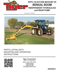 Tiger New Holland NH T6.145 T6.155 Maxxum 12 BENGAL BOOM with Independent Hydraulics and REAR PUMP Operation and Parts Manual PDF Download