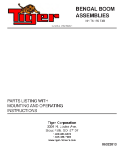 Tiger New Holland NH T6.155 T4B BENGAL Operation and Parts Manual PDF Download
