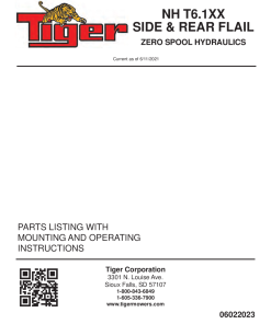 Tiger New Holland NH T6.1XX SIDE REAR FLAIL zero Spool Hydraulics Operation and Parts Manual PDF Download