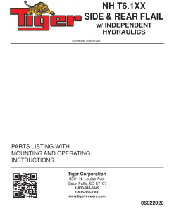 Tiger New Holland NH T6.1xx SIDE and REAR FLAIL with Independent Hydraulics Operation and Parts Manual PDF Download