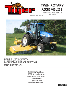 Tiger New Holland NH TS6.110 T4A TWIN ROTARY Operation and Parts Manual PDF Download