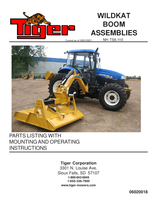 Tiger New Holland NH TS6.110 WILDKAT Operation and Parts Manual PDF Download