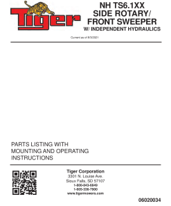 Tiger New Holland NH TS6.1XX SIDE ROTARY FRONT SWEEPER with Independent Hydraulics Operation and Parts Manual PDF Download