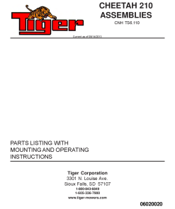 Tiger New Holland TS6.110 CHEETAH 210 Mower Operation and Parts Manual PDF Download