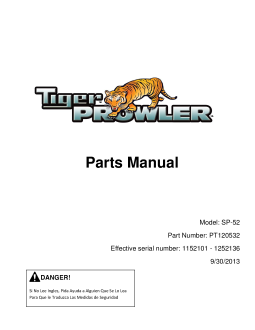Tiger PROWLER Mower Parts Manual PDF Download