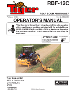 Tiger RBF-12C Rear Boom Arm Mower Operation Manual PDF Download