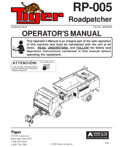 Tiger RP-005 Roadpatcher Turf Tools Operation Manual PDF Download