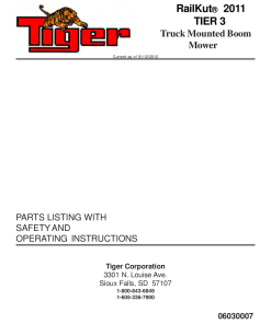 Tiger RailKut 4WD 2011 Tier 3 Truck Mountes Boom Mower Parts Manual PDF Download