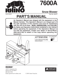 Tiger Rhino 7600A Snowblower 5047P Parts Manual PDF Download