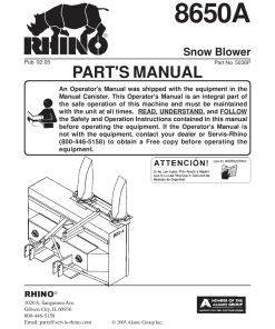 Tiger Rhino 8650A Snowblower 5036P Parts Manual PDF Download