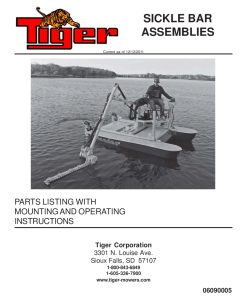 Tiger SICKLE BAR MOWER 06090005 Mower Operation and Parts Manual PDF Download