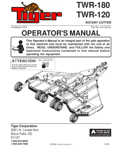 Tiger TrailKat TWR 180 TWR 120 Rotary Cutter Operation Manual PDF Download