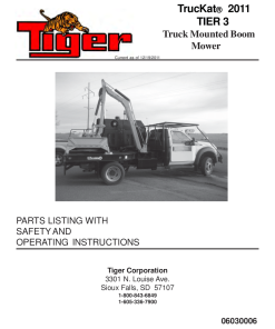 Tiger Truckat 4WD 2011 Tier 3 06030006 Mower Operation and Parts Manual PDF Download