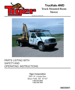 Tiger Truckat 4WD Truck Mounted Boom Mower 006030001 Mower Operation and Parts Manual PDF Download