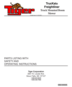 Tiger Truckat Freightliner 06030005 Mower Operation and Parts Manual PDF Download