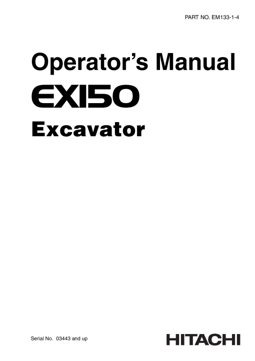 Hitachi EX150 Excavator Operation Maintenance Manual PDF Download