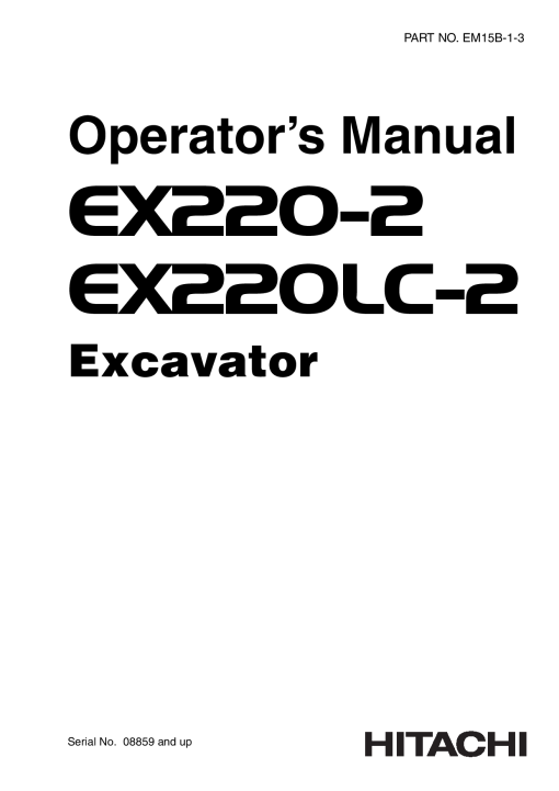 Hitachi EX220-2 EX220LC-2 Excavator Operation Maintenance Manual PDF Download