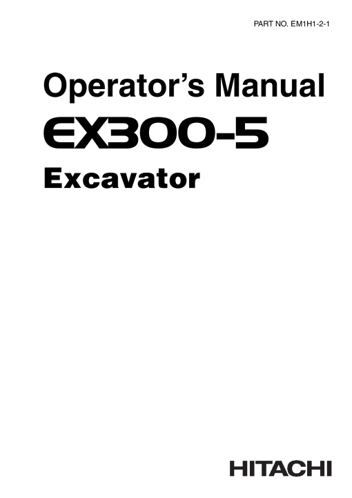 Hitachi EX300-5 Excavator Operation Maintenance Manual PDF Download