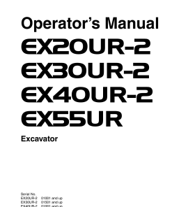 Hitachi EX30UR-2 EX20UR-2 EX40UR-2 EX55UR Excavator Serial 01501-01001-00101-up Operation Maintenance Manual PDF Download