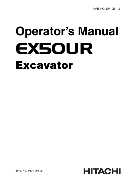 Hitachi EX50UR Excavator EM10E12 Operation Maintenance Manual PDF Download