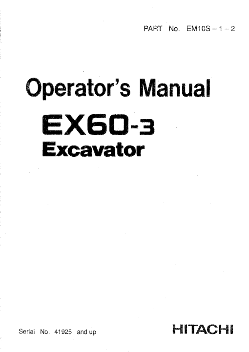 Hitachi EX60-3 Excavator Operation Maintenance Manual PDF Download