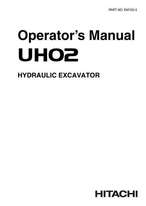 Hitachi UH02 Hydraulic Excavator Operation Maintenance Manual PDF Download